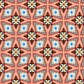 Abstract Geometric Blue, Peach & Brown Large