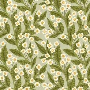 Pattern 0658 - Hand drawn garden flowers, green