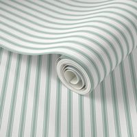 Ticking Stripe LT: Celadon & Cream, Blue Green Pillow Ticking 