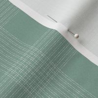 Crossover Plaid Dark small: Celadon & Cream  Linear Plaid, Blue Green Plaid