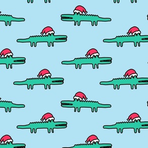 Christmas Crocodile (blue)