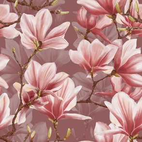 LARGE magnolia | dark blush pink  | watercolor Velvet collection