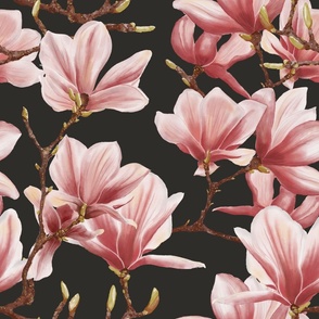 LARGE magnolia | velvet black  | watercolor Velvet collection