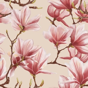 LARGE magnolia | vanilla cream | watercolor Velvet collection