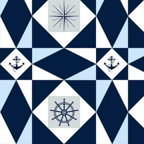 Nautical storm at sea quilt design