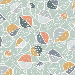 Dotted Leaves - Color Double I M size I 12" I on mint Green