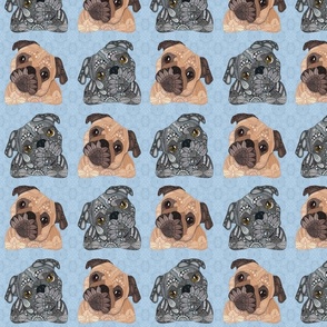 MIXED PUGS BLUE 4