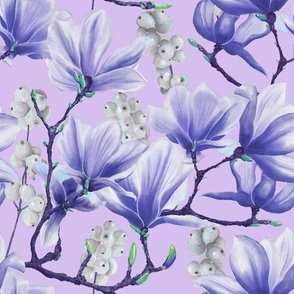 magical magnolia and snowberries | very peri | watercolor Velvet collection