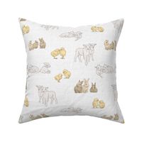 Baby farm animals - textured white