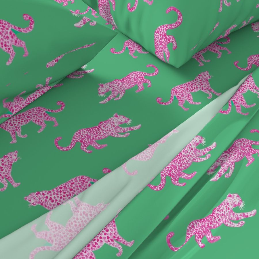 custom layout alternating Leopard Parade Green with Hot Pink