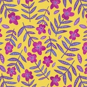 Pink and purple marbled flowers yellow small