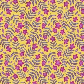 Pink and purple marbled flowers yellow tiny