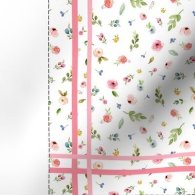 54” x 36” MINKY Some Bunny Loves You Blanket Panel, Girls Floral Animal Bedding, FABRIC MUST be 54” or WIDER, Two 24” x 36” panels per yard