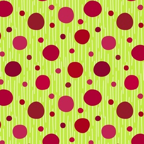 Red Polka Dots on Green