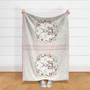 54” x 36” MINKY Some Bunny Loves You Blanket Panel, Girls Floral Animal Bedding, FABRIC REQUIRED IS 54” or WIDER