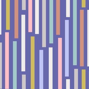 Showers Abstract Geometric Vertical Stripes in Pastel Cottage Colours with Very Peri Purple - LARGE Scale - UnBlink Studio by Jackie Tahara