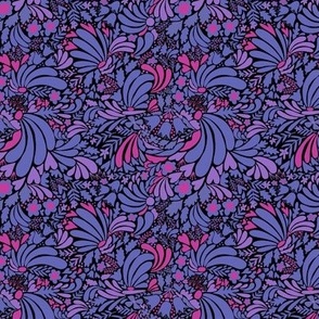 Swirly flowers, Very peri floral black small