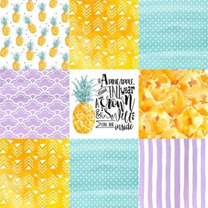 Be a pineapple//Purple - Wholecloth Cheater Quilt 