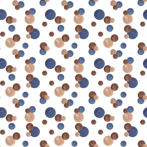 Blue, Brown and Tan Polka Dots (White)