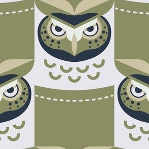 Owl In Pocket in Olive Green
