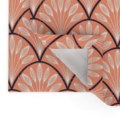 Small Art Deco Leaf Fan (Bright Coral)