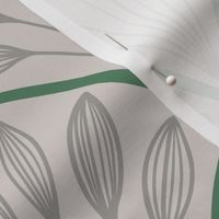 Art Deco Leaf Fan (Grey and Emerald Green) 