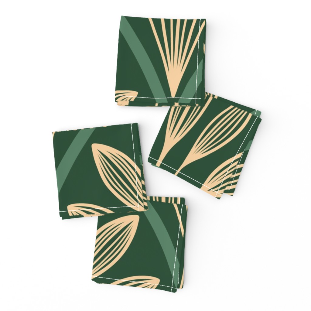 Art Deco Leaf Fan (Forest Green)