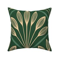 Art Deco Leaf Fan (Forest Green)