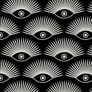 Art Deco Evil Eye - Small - Natural on Black