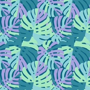 Color Block Monstera in Teal + Purple