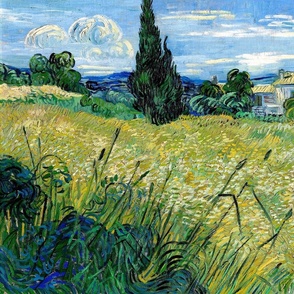 GREEN WHEAT FIELD WITH CYPRESS - VAN GOGH