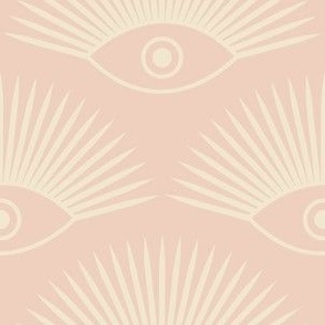 Art Deco Evil Eye - Natural / Buttercream on Baby Pink