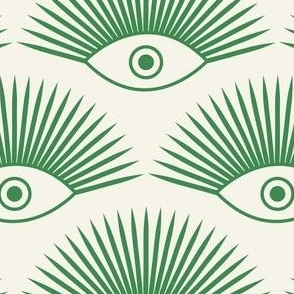 Art Deco Eyes - Emerald Green on Natural