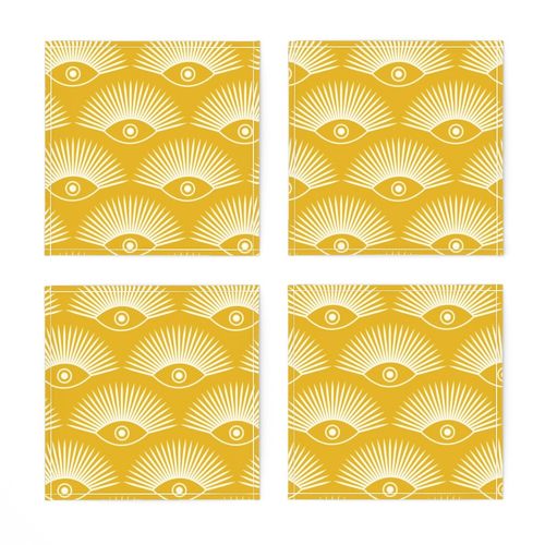 Art Deco Eyes - White on Gold