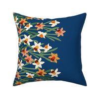 Orange Daffodil Border on Dark Blue