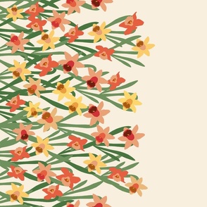 Orange Daffodil Border on Cream