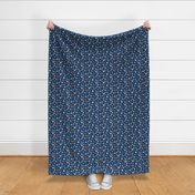 Small Vintage Style Floral, Dark Blue