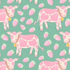 Strawberry Cow Fabric, Wallpaper and Home Decor
