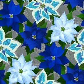 Christmas Poinsettia Flowers – Cobalt Blue Grey