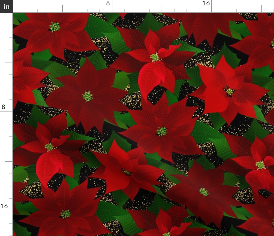 Christmas Poinsettia Flowers – Red Black Gold
