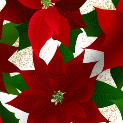 Christmas Poinsettia Flowers – Red White Gold