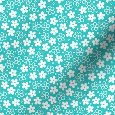 Retro Floral Ditsy (Teal)