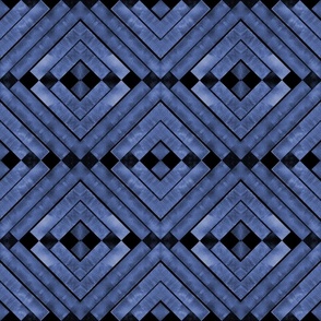 Watercolor geometric blue rhombus pattern