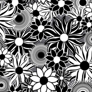 Flowers in Monochrome Grey