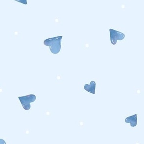 Blue Scattered Watercolour Hearts 12in