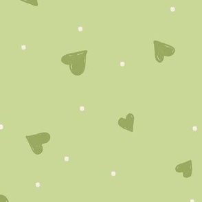 Green Scattered Watercolour Hearts 12in