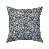 Pattern 0659 - Hand drawn garden flowers, navy