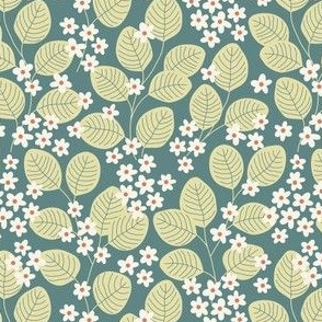 Pattern 0662 - Hand drawn garden flowers, light green 