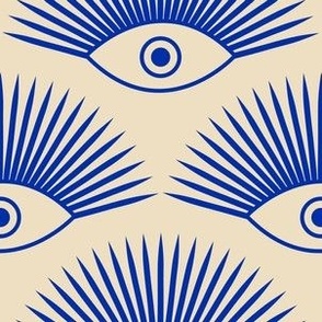Art Deco Eye - Cobalt Blue on Natural