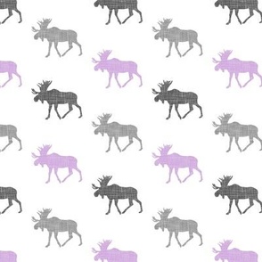 multi moose - purple & grey - purple & black woodland patchwork coordinate - C22